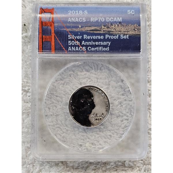 ANACS RP70 DCAM Reverse Proof 2018-S Jefferson Nickel