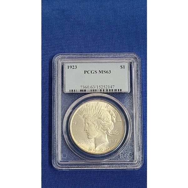 1923 PCGS MS63 90% Silver Peace Dollar 