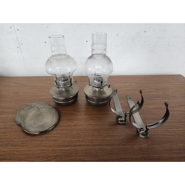 (2) Vintage Oil Lamps - About 1ft Tall