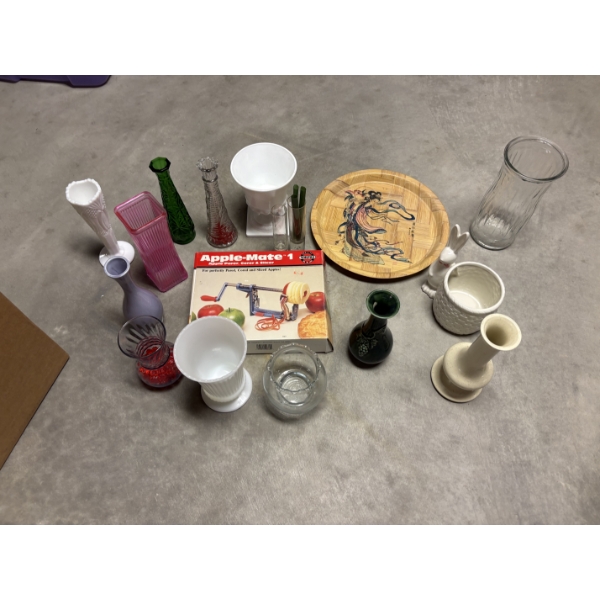 *Pick Up At Mantua Home-No Shipping Available* Assorted Vases and Glassware - Apple Corer
