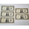 Image 1 : Lot of FIVE U.S. 1935-A Blue Seal Silver Certificates