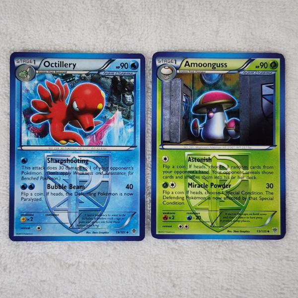 Two Vintage Team Plasma Pokemon Trading Cards ~ Octillery & Amoonguss