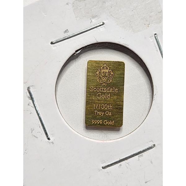 1/100TH Troy Ounce .9999 Fine Gold Scottsdale Mint Bar