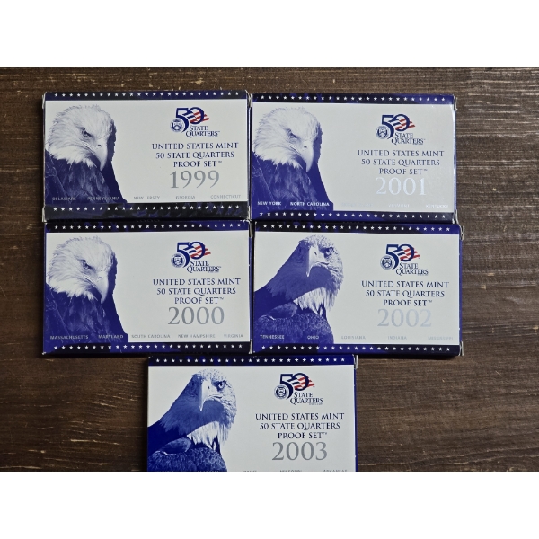 (5) 1999-2003 State Quarter Proof Sets