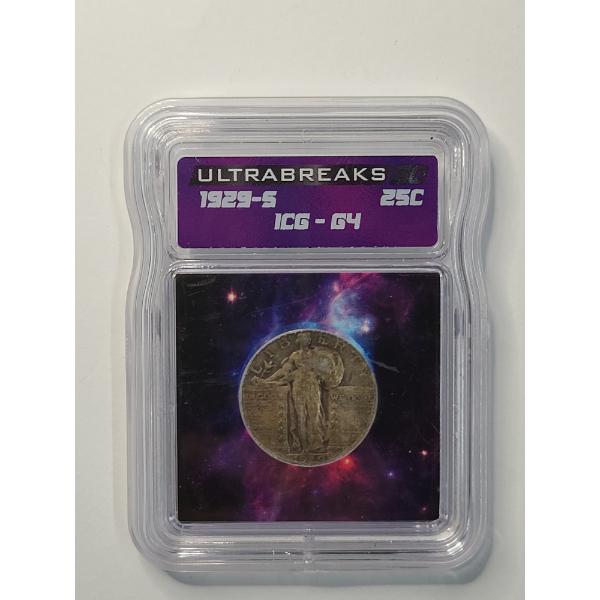 ICG G4 1929-S Standing Liberty 90% Silver Quarter With "Ultrabreaks" Insert