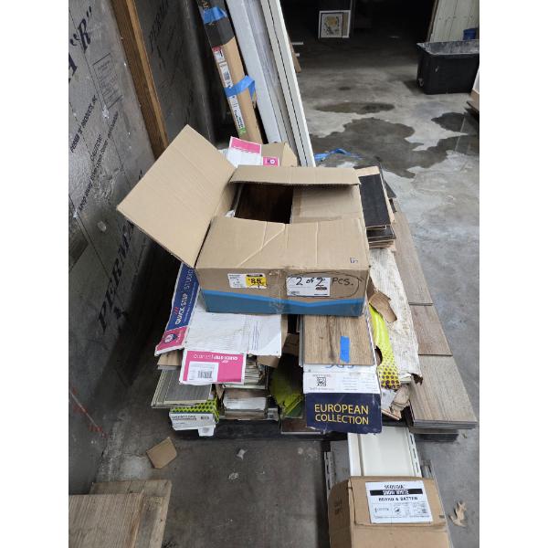 Pick Up Off Site- 115 Ely St. Alliance Oh. Skid Of New Flooring & New 22''x14'' Glass Sink 
