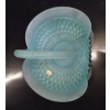 Image 2 : Excellent Condition 13''x9.5'' Vintage Exquisite Indiana Glass Co. Ice Blue Satin Matte Diamond Poin