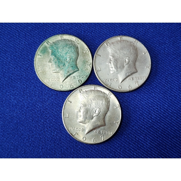 x3 Assorted 40% Silver Kennedy Half Dollars - Face Value: $1.50