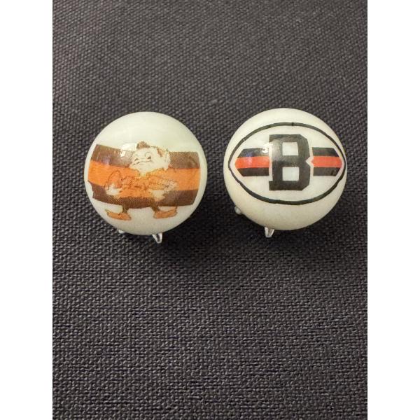 2 - Vintage Cleveland Browns Promotional Advertising Marbles - Excellent Condition