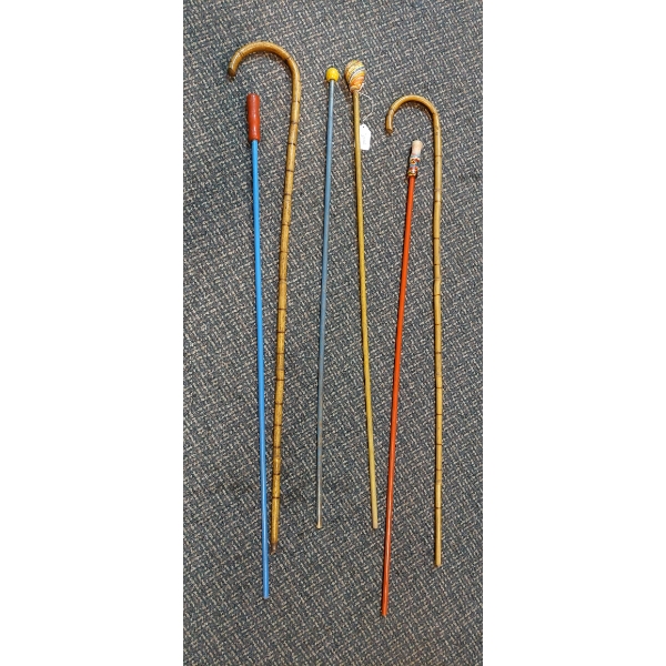 Group Lot - 4 Pcs - Antique / Vintage Walking Sticks - 6 Pcs