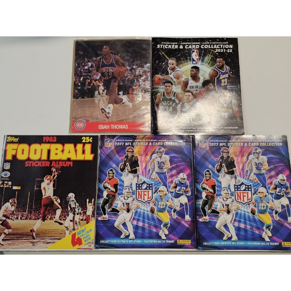 Lot of (10) Sports Themed Sticker Books Plus Isiah Thomas Action Photo!!!