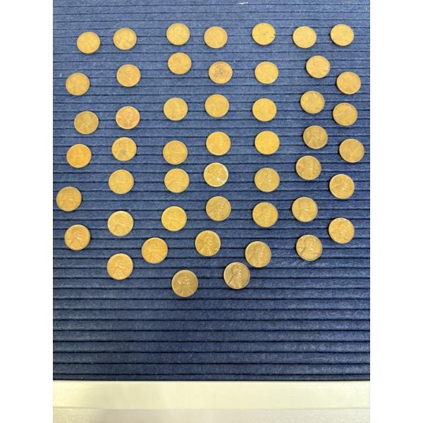 49 Wheat Pennies - FV 0.49 Cents - Assorted Years - One Cent Pieces
