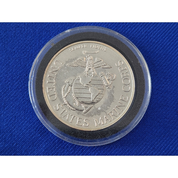 United States Marine Corps 1 Troy Once .999 Fine Silver Round in Capsule