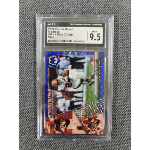 CGC 9.5 Mint 2022 Panini Mosaic Montage #M-24 Nick Chubb Blue - 16/99