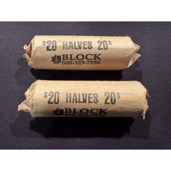 2 Double Rolls Of United States Half Dollars - Unsearched - $40.00 Face Value