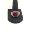 Image 1 : Men's Vintage 10K Yellow Gold Art Deco Ring With Ruby & Accent Diamonds - Size 11 - Weight: 9.2g