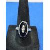 Image 1 : 10K White Gold Ring w/ Black Gemstone - Size 7 - 3.3g
