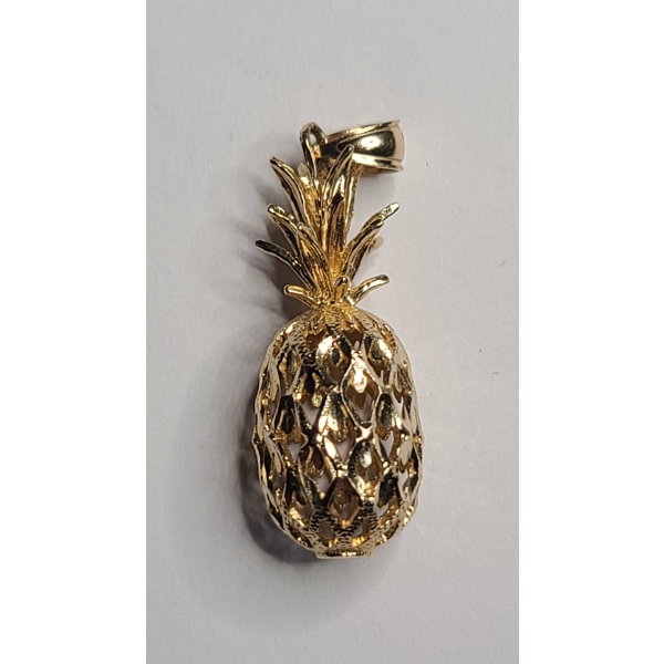 14K Yellow Gold Hawaiian Pinapple Pendant - Weight: 3.5g 