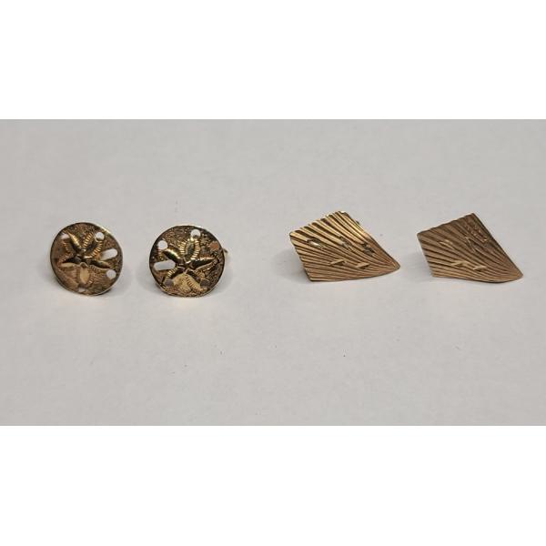(2) Pairs Of 14K Yellow Gold Studback Earrings - Total Weight: 1.1g