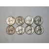 Image 1 : Lot of 8 Assorted Years Silver Washington Quarters FV: $2.00