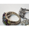 Image 10 : 3 - Sterling Silver Rings with Clear and Colorful Stones - Total Weight: 15.8g