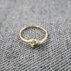Image 2 : 10K Yellow Gold Ring Ft Two Small Diamonds & Nice Green Center Stone ~ Size 4 ~ Weighs 0.8 Grams