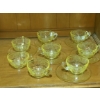 Image 1 : Antique  "Cameo / Ballerina" Depression Glass Cups & Saucers Also Known As "Dancing Girl"  See Desc.