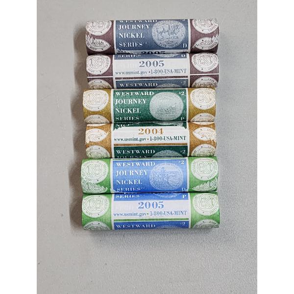 (6) Rolls of 2004-2005 Westward Journey Jefferson Nickels FV: $12.00