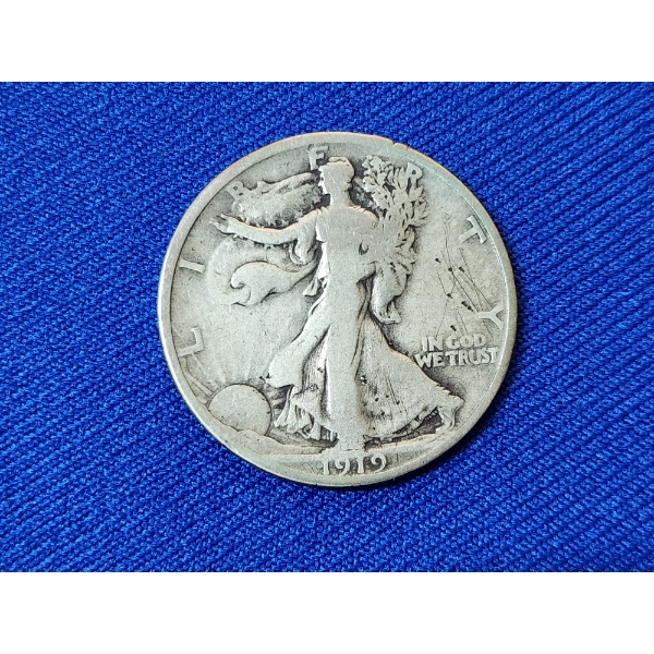 Key Date! 1919 Walking Liberty 90% Silver Half Dollar - Low Mintage: 962,000 