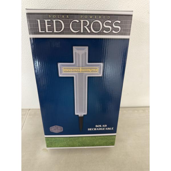 Brand New 15 Inch Tall Solar Powered LED Cross With Stake - New In Box