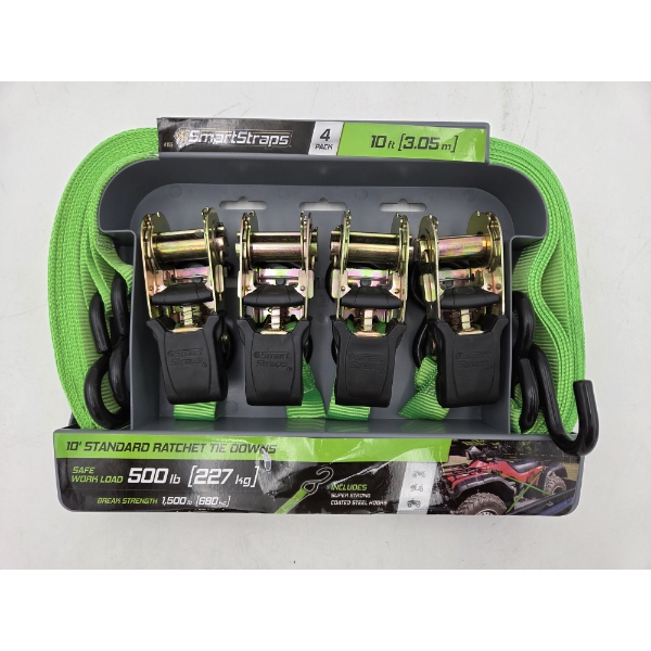 Brand New Smart Straps Four Pack Tie Down Ratchet Straps