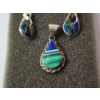 Image 3 : Sterling Silver Southwestern-Style Inlay Pendant & Earrings TW: 4.4g