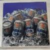 Image 1 : Vintage Anheuser-Busch Natural Light Beer Cans In Ice Square Tin Metal Holographic Sign (17.5x17.5")
