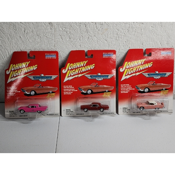Three Vintage Johnny Lighting 1:64 Diecast Collectible "Legendart Bad Birds of the 50's & 60's"
