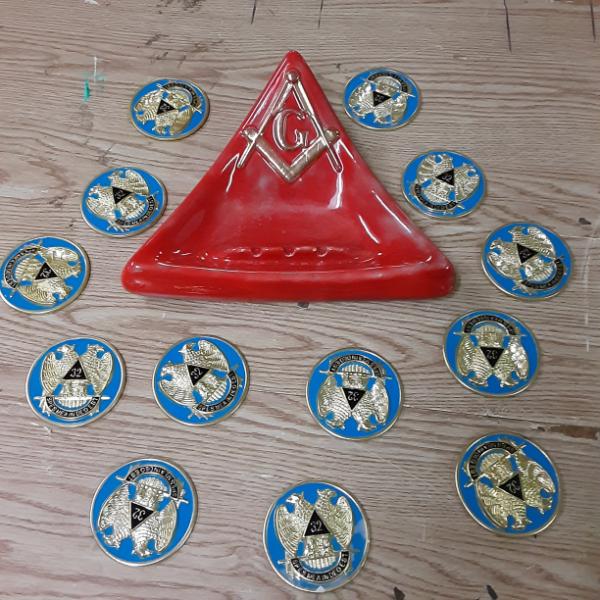 Masonic Lot Of Badges & A Single Ashtray - See Pics