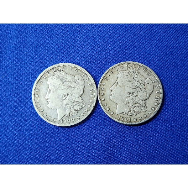 x2 Morgan Silver Dollars - 1900-O & 1901-O