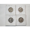 Image 1 : Four U.S. 90% Silver Washington Quarters: 1960-D, 1964, 1952-D, 1957-D FV: $1.00
