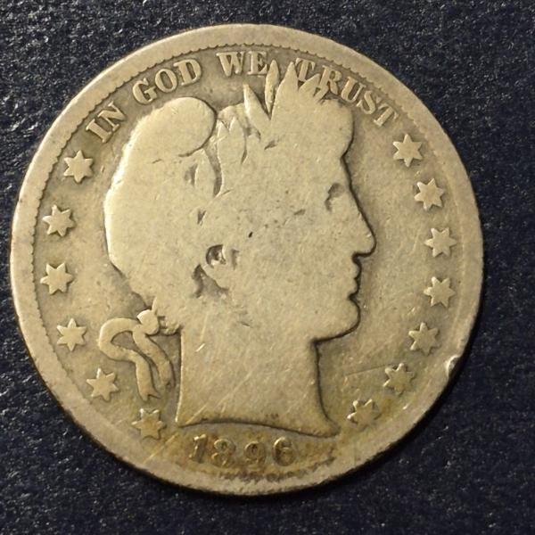 Rare 1896 S Barber (Liberty Head) Half Dollar - 90% Silver US Coin