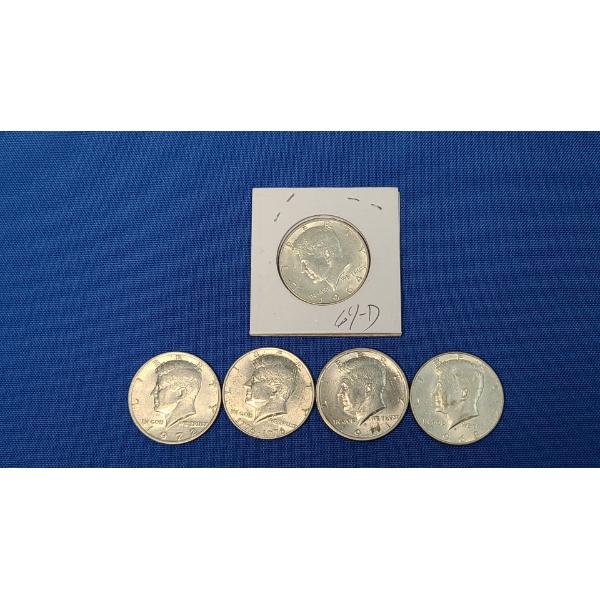 Assorted Years Kennedy Half Dollars With Some Silver - Years 1964-D, 1968, 1971, 1972, 1976