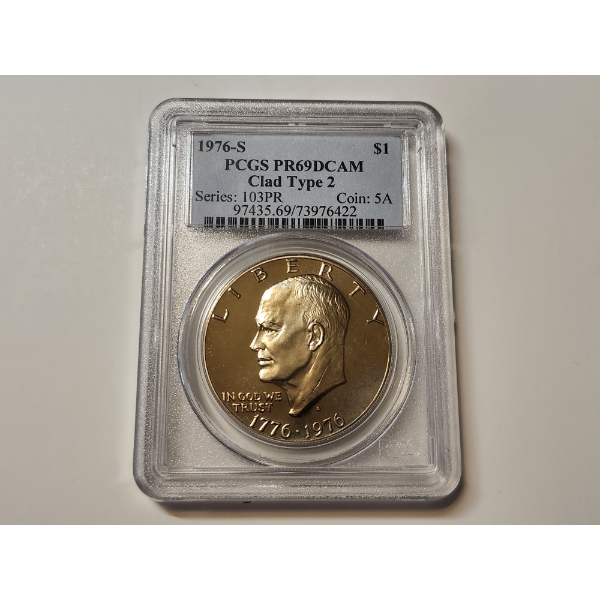 1976-S Eisenhower Dollar Clad Type 2 Graded PR 69 DCAM by PCGS