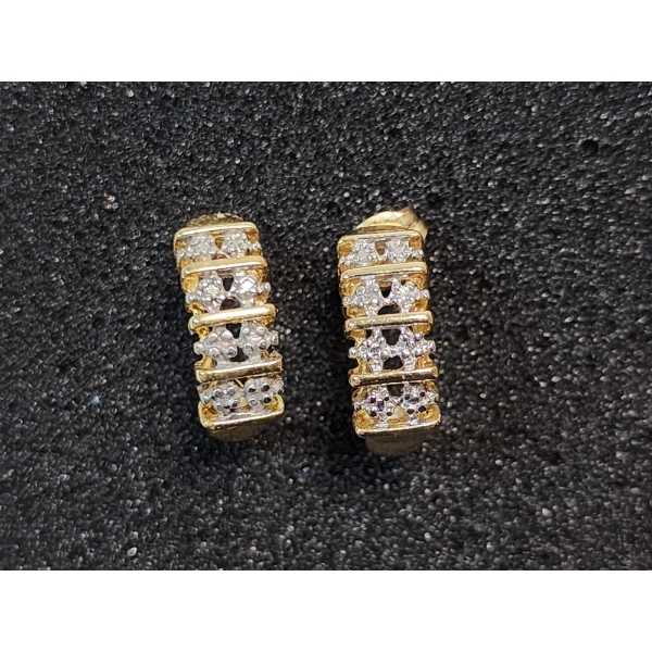 Gold-Tone Sterling Silver Stud/Hoop Earrings TW: 2.0g