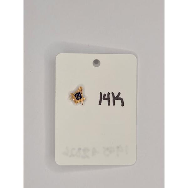14K Yellow Gold Masonic Lapel Pin - Weight: 0.3g