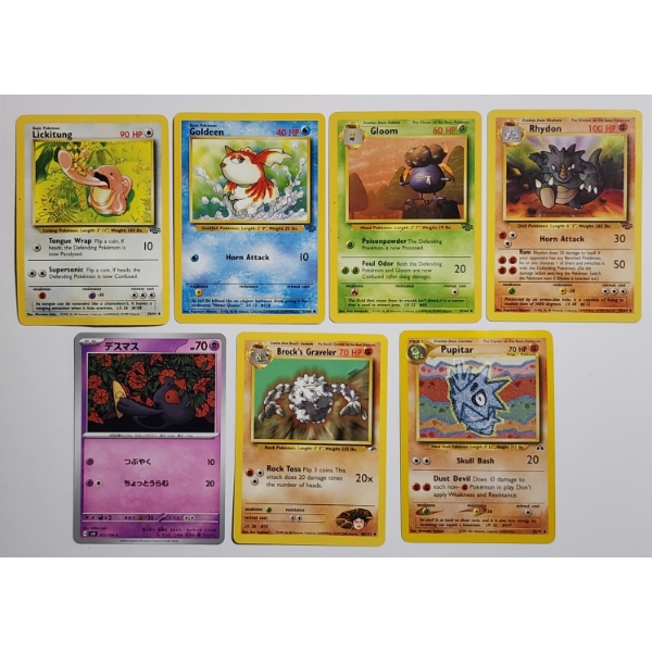 Seven Assorted Vintage Pokemon Trading Cards Including Brock's Graveler!
