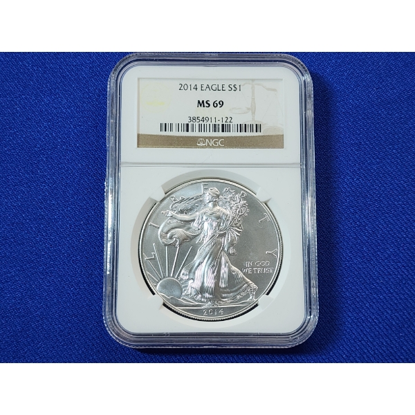 2014 Silver American Eagle NGC MS 69 - 1 oz .999 Fine Silver 