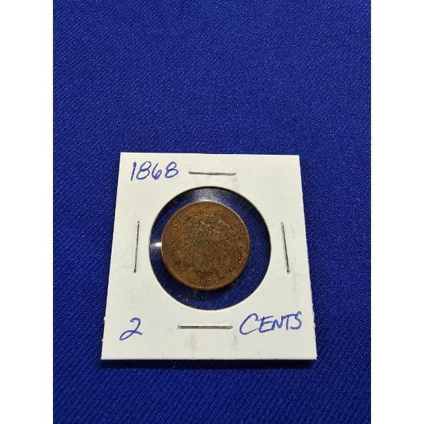 1868 United States Two Cents Piece - Two Sheild Cent - Good Condition!