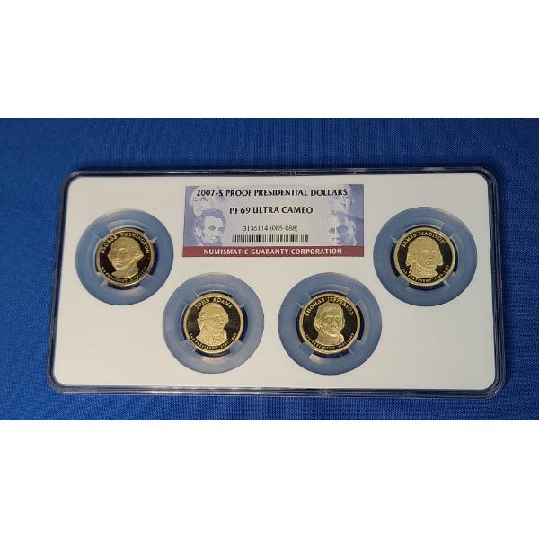 NGC (4) Coin Set 2007-S PF 69 Ultra Cameo Proof Presidential Dollars