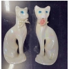 Image 2 : Fantastic Vintage MCM Collectable Pair Of Pearlescent Siamese Cats With Ribbon Collars 