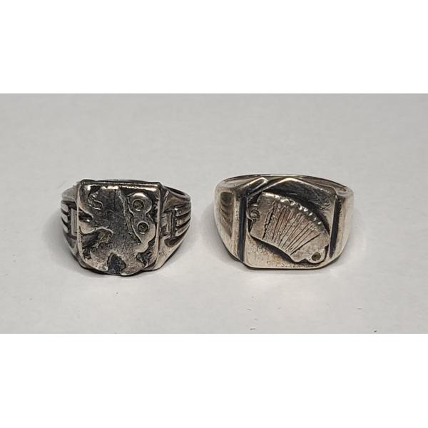 (2) Sterling Men's Engraved Rings - Size 8 & 10 - Total Weight: 20.3g