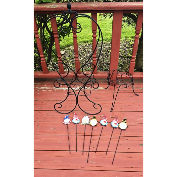 Assorted Outdoor Plant Stands/Hangers, Garden Decor, and More