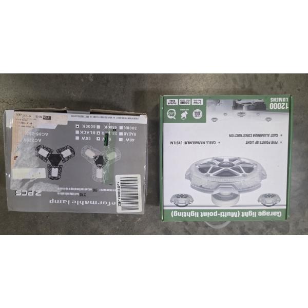 Brand New- 12000 Lumens Garage Light And Two Deformable 60 Watt Lamps